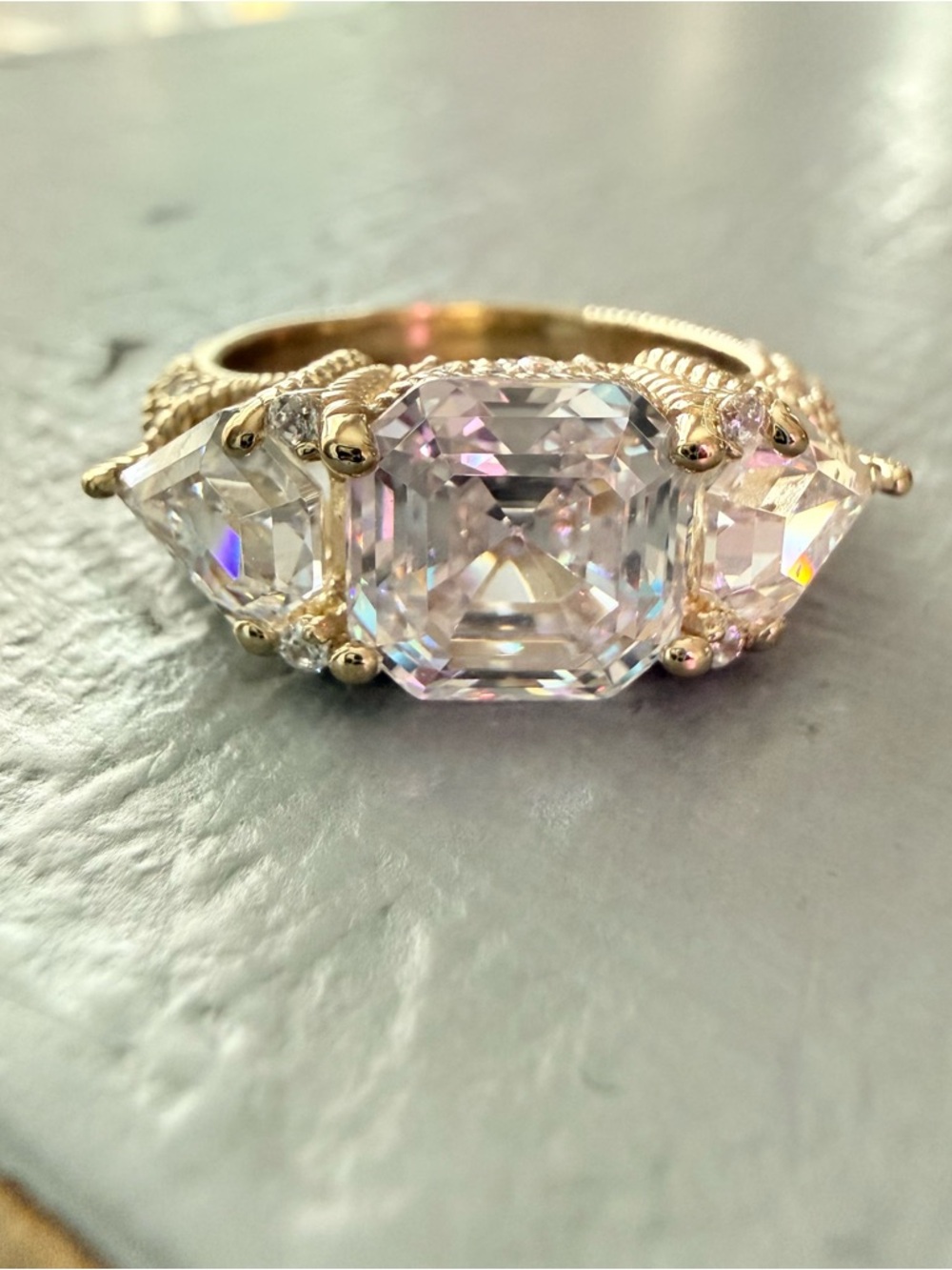 Judith Ripka 925 Sterling Silver 14K Gold Clad Ring Size 9 NEW
